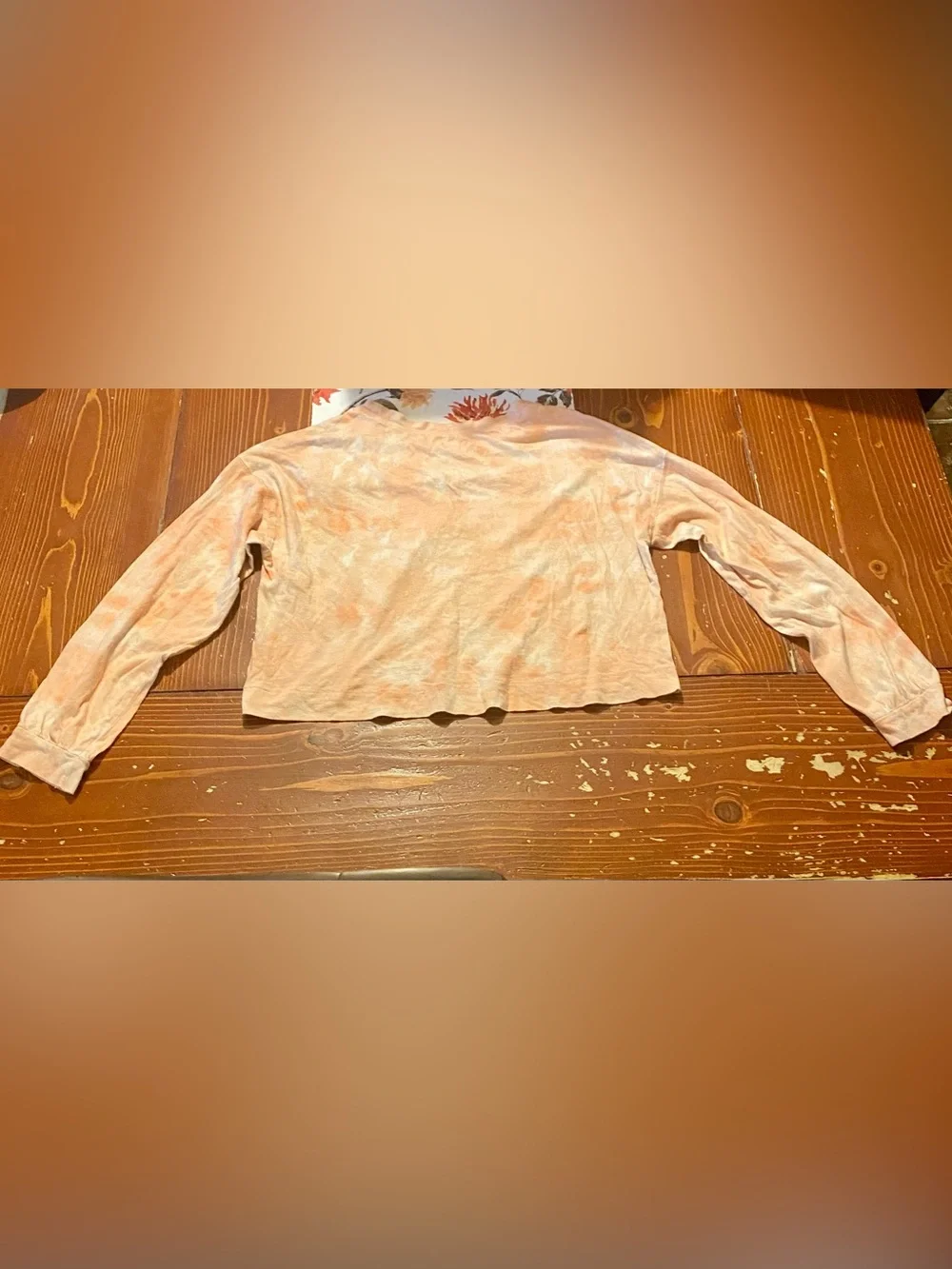 Old Navy orange tie dye long sleeve crop top